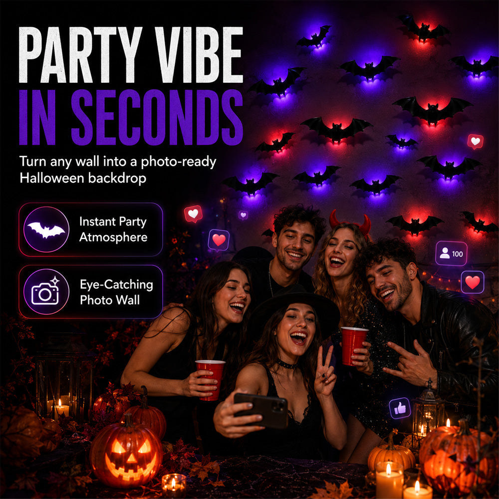 🎃 3D LED Bat Light Halloween Wall Decor🦇🦇 – Glowing Spooky Party Ornaments
