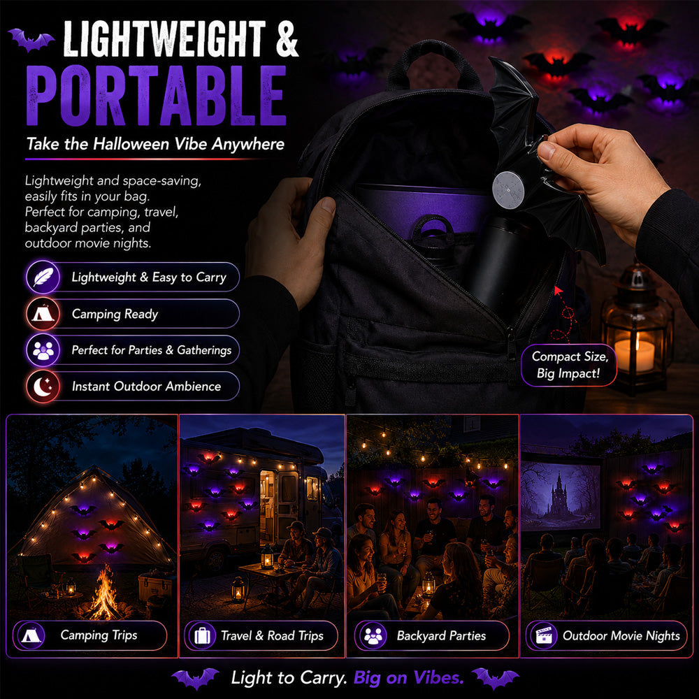 🎃 3D LED Bat Light Halloween Wall Decor🦇🦇 – Glowing Spooky Party Ornaments