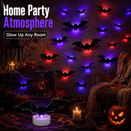 🎃 3D LED Bat Light Halloween Wall Decor🦇🦇 – Glowing Spooky Party Ornaments