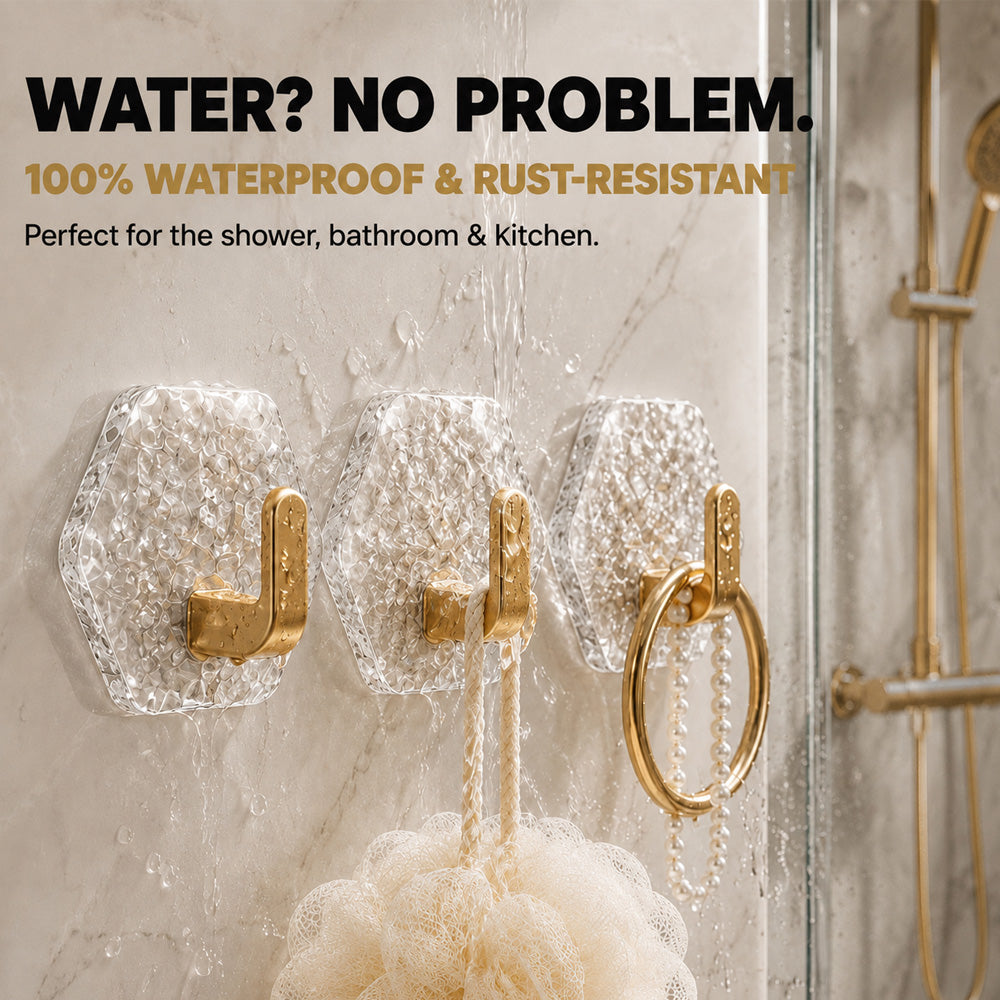 💎 Extra-Strong Self-Adhesive Crystal Hooks 🏋️‍♂️ – 10/20-Piece Set, 100% Waterproof & Rustproof 💧, No Drilling & Wall-Friendly ✨