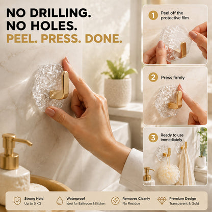 💎 Extra-Strong Self-Adhesive Crystal Hooks 🏋️‍♂️ – 10/20-Piece Set, 100% Waterproof & Rustproof 💧, No Drilling & Wall-Friendly ✨