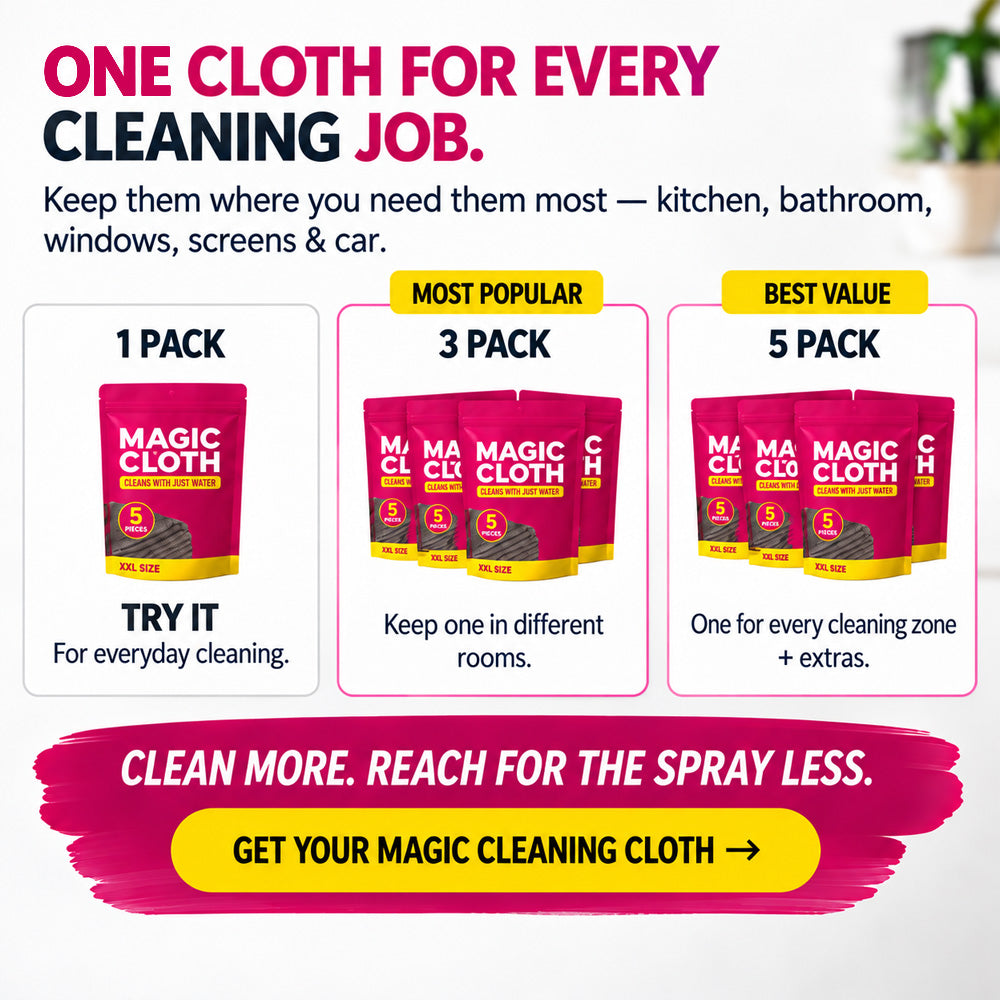 ✨lloravena Magic Cleaning Cloth (5-Pack) – No Cleaner, No Streaks, For Glass, Steel & Screens