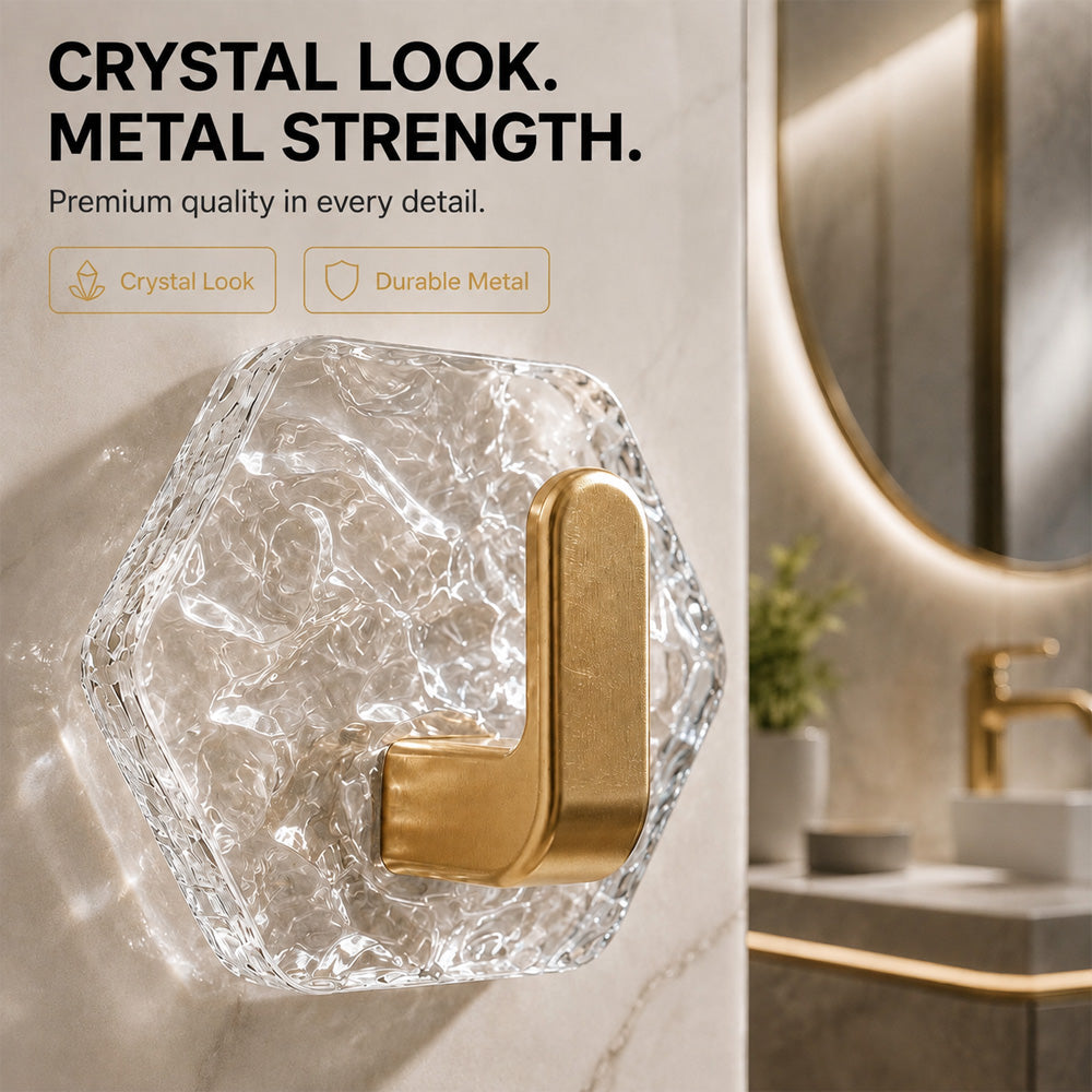 💎 Extra-Strong Self-Adhesive Crystal Hooks 🏋️‍♂️ – 10/20-Piece Set, 100% Waterproof & Rustproof 💧, No Drilling & Wall-Friendly ✨