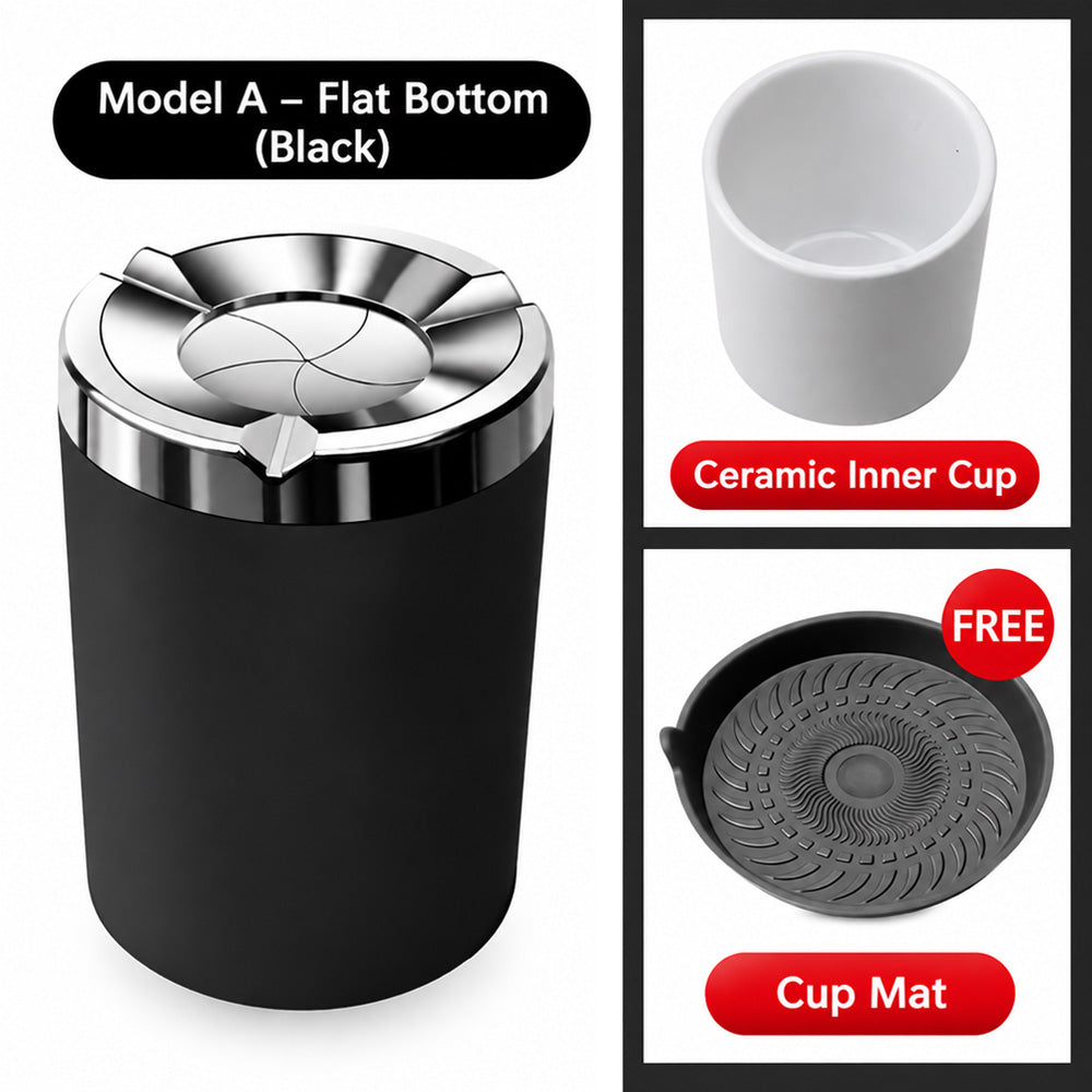 🚗 Rotating Car Ashtray with Ceramic Liner – Spill-Proof, Heat-Resistant & Easy to Clean