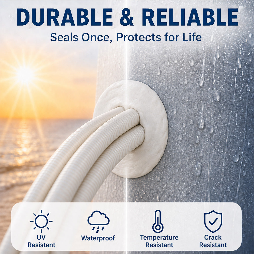 Waterproof Sealing Putty – Repairs, seals, and protects your home Closes open gaps, holes, and pipe gaps – against water, bad odors, drafts, and invading insects.