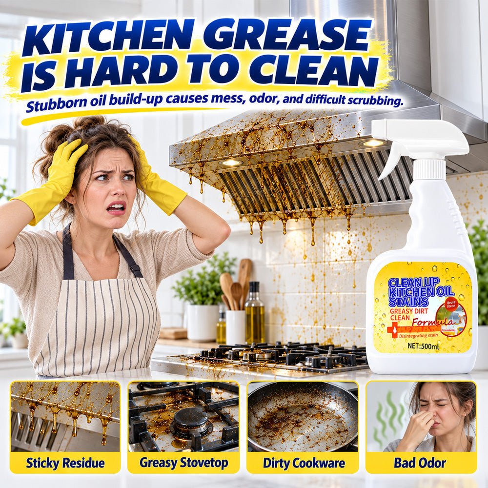 🔥 50% OFF!🫧Heavy Duty Kitchen Degreaser Spray Lasting Effect Heavy Oil Cleaner Stain Removal Liquid for Kitchen Cooktop、Microwave、Oven、Stove Cleaner