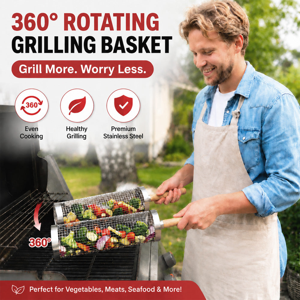 🔥Wheeled Grill Basket
