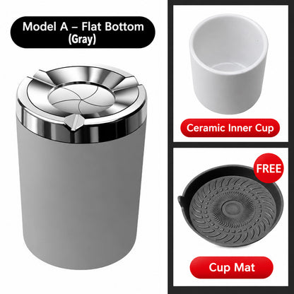 🚗 Rotating Car Ashtray with Ceramic Liner – Spill-Proof, Heat-Resistant & Easy to Clean