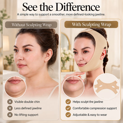 💆‍♀️ Collagen Face Sculpt Wrap (BUY 1 GET 1 FREE) ✨ – Adjustable Jawline Shaper & Double Chin Reducer