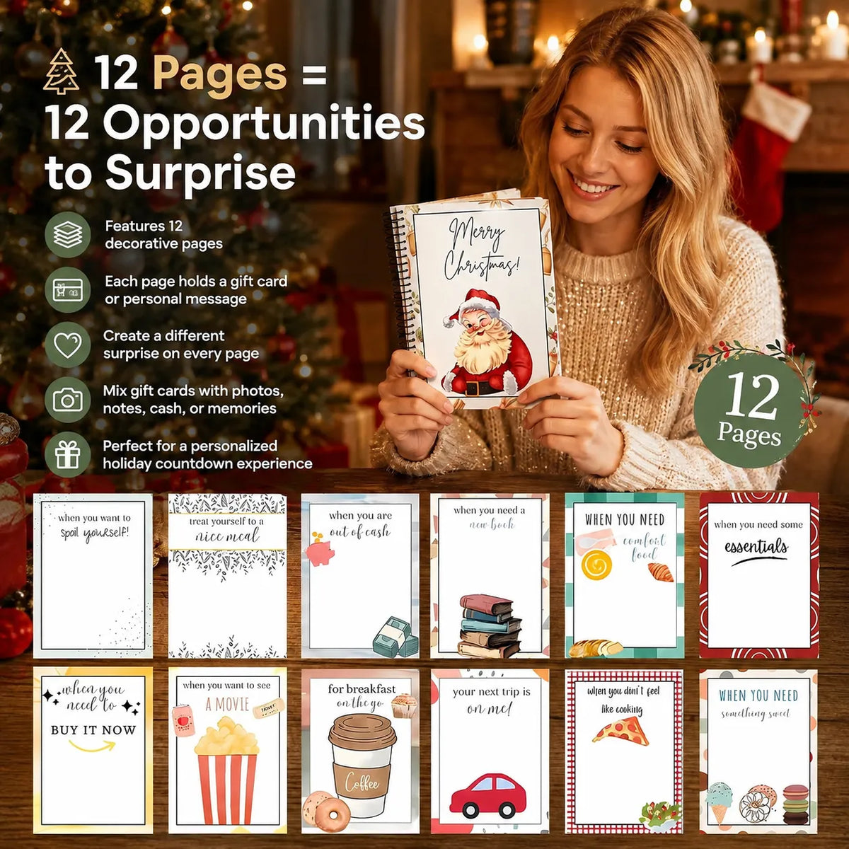 🎄50% OFF!!!-Ready for Christmas!✨Christmas Gift Card Booklet -💌DIY Spiral-Bound Christmas Gift Card Holder Book