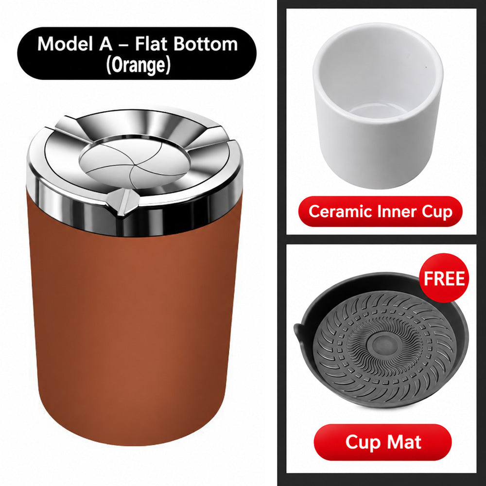 🚗 Rotating Car Ashtray with Ceramic Liner – Spill-Proof, Heat-Resistant & Easy to Clean