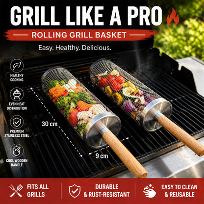 🔥Wheeled Grill Basket