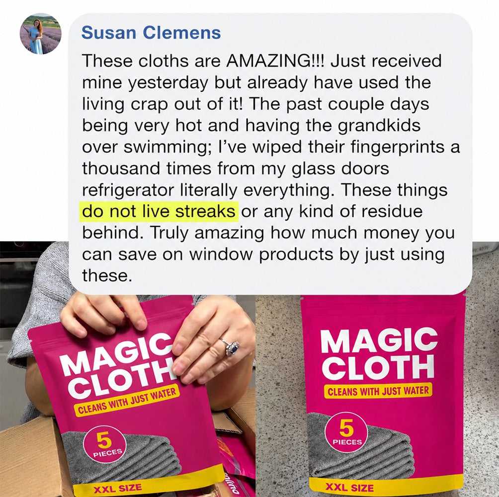 lloravena Magic Cleaning Cloth (5-Pack) – No Cleaner, No Streaks, For Glass, Steel & Screens