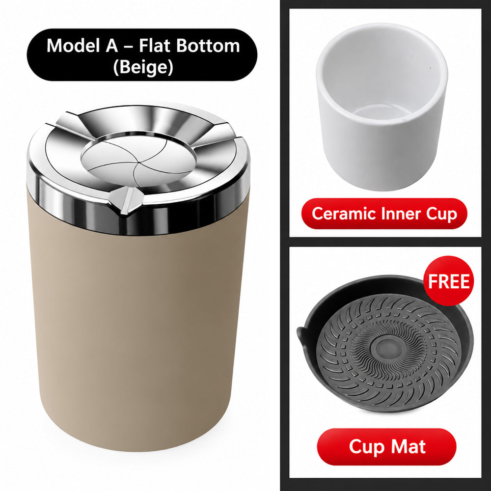 🚗 Rotating Car Ashtray with Ceramic Liner – Spill-Proof, Heat-Resistant & Easy to Clean