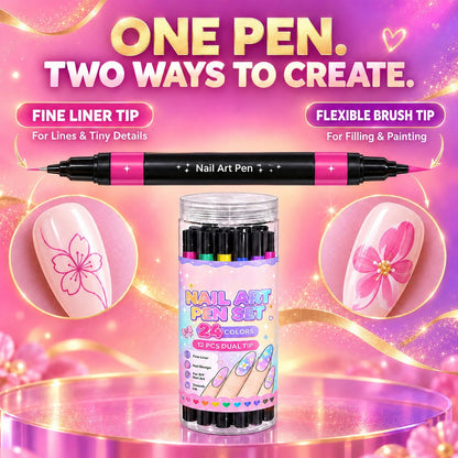 💅24‑Colors Dual‑Ended Nail Art Pens‑DIY Manicure Drawing Set🎁