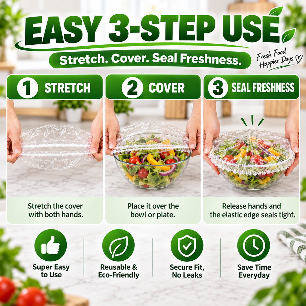 ❄️ 100PCS Disposable Stretch Food Covers🍽️Elastic Kitchen Bowl & Plate Lids, Plastic Wrap Alternative for Food Storage & Leftovers Preservation 🥗
