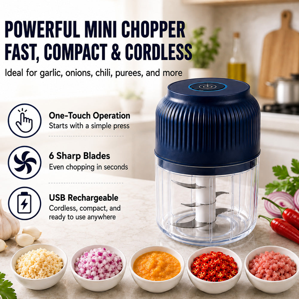 🍹🥑 50% OFF! 💥6-Blade Electric Food Chopper | For Vegetables, Onions, Herbs, Nuts & Meat | Cordless, One-Touch & Easy to Clean | Baby Food Maker, Juicer, Spice Grinder & Meat Grinder (Copy)