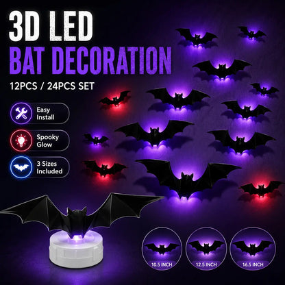 🎃 3D LED Bat Light Halloween Wall Decor🦇🦇 – Glowing Spooky Party Ornaments