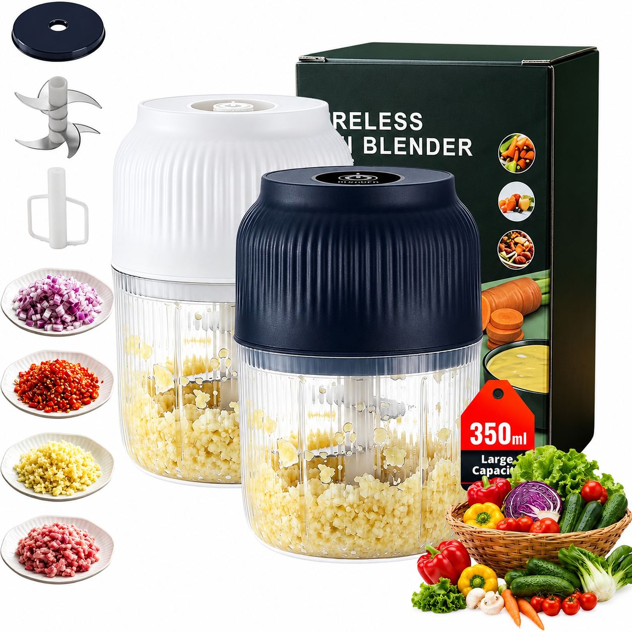 🍹🥑 50% OFF! 💥6-Blade Electric Food Chopper | For Vegetables, Onions, Herbs, Nuts & Meat | Cordless, One-Touch & Easy to Clean | Baby Food Maker, Juicer, Spice Grinder & Meat Grinder (Copy)