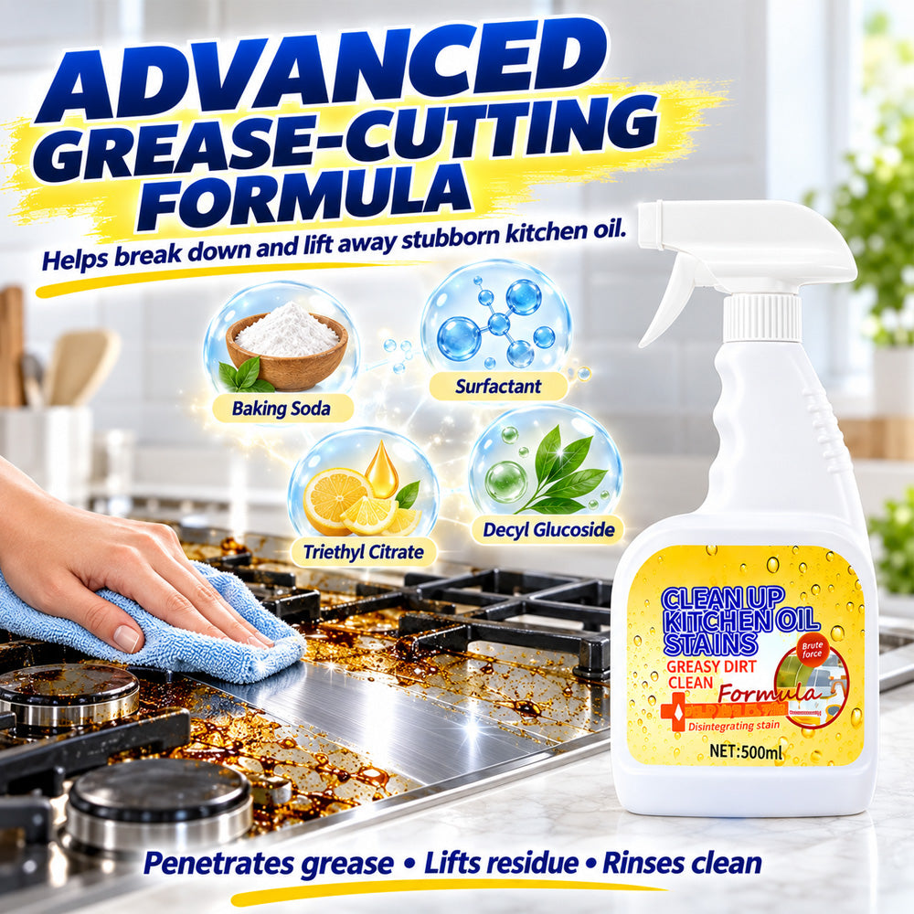 🔥 50% OFF!🫧Heavy Duty Kitchen Degreaser Spray Lasting Effect Heavy Oil Cleaner Stain Removal Liquid for Kitchen Cooktop、Microwave、Oven、Stove Cleaner