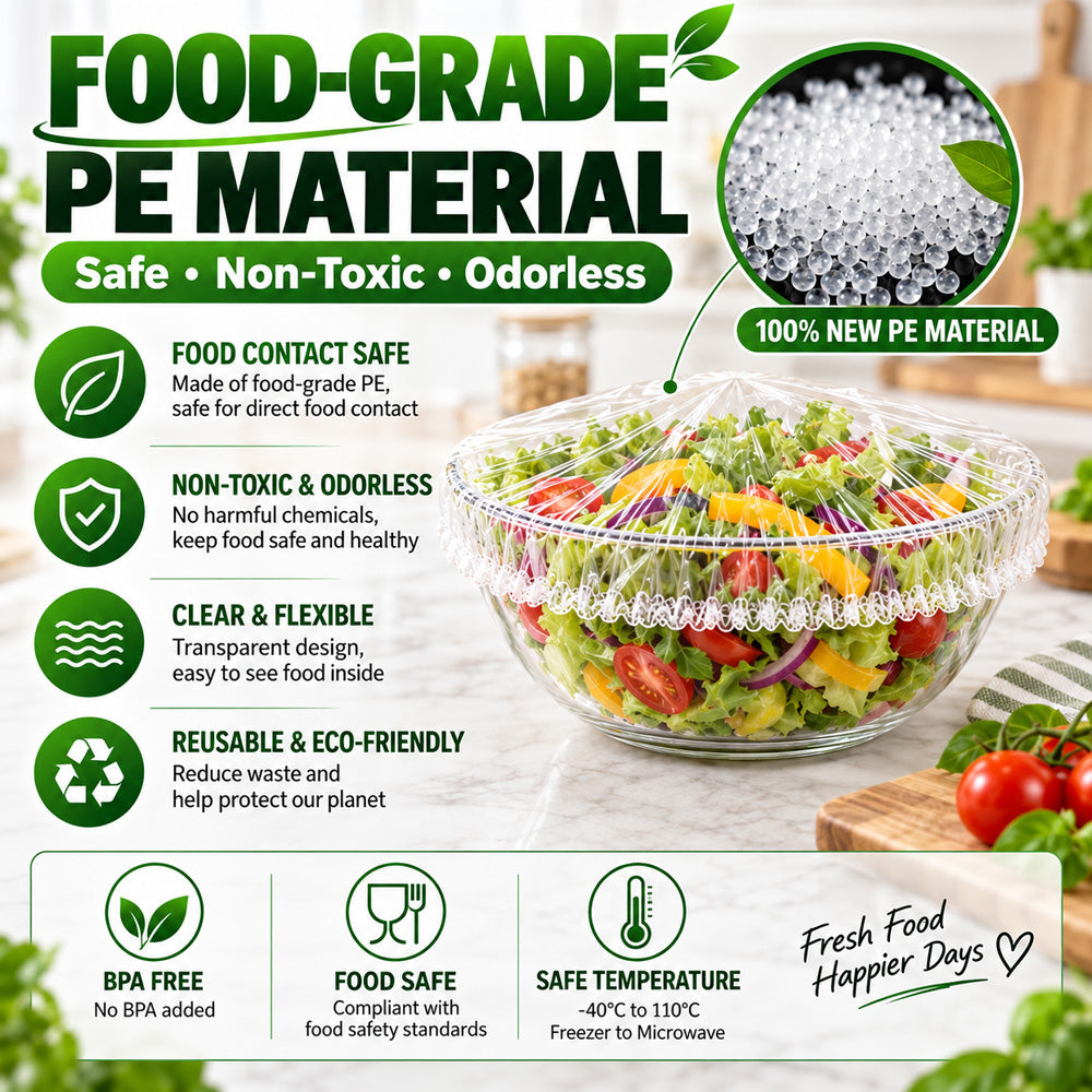 ❄️ 100PCS Disposable Stretch Food Covers🍽️Elastic Kitchen Bowl & Plate Lids, Plastic Wrap Alternative for Food Storage & Leftovers Preservation 🥗