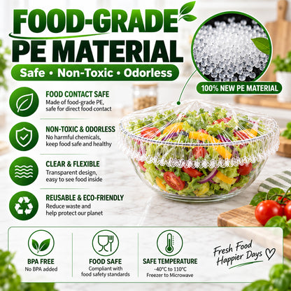 ❄️ 100PCS Disposable Stretch Food Covers🍽️Elastic Kitchen Bowl & Plate Lids, Plastic Wrap Alternative for Food Storage & Leftovers Preservation 🥗
