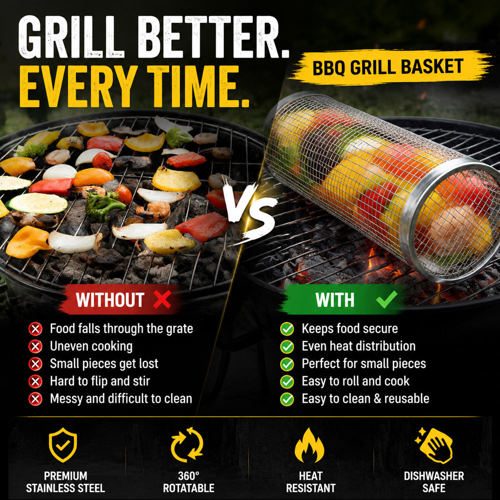 🔥Wheeled Grill Basket
