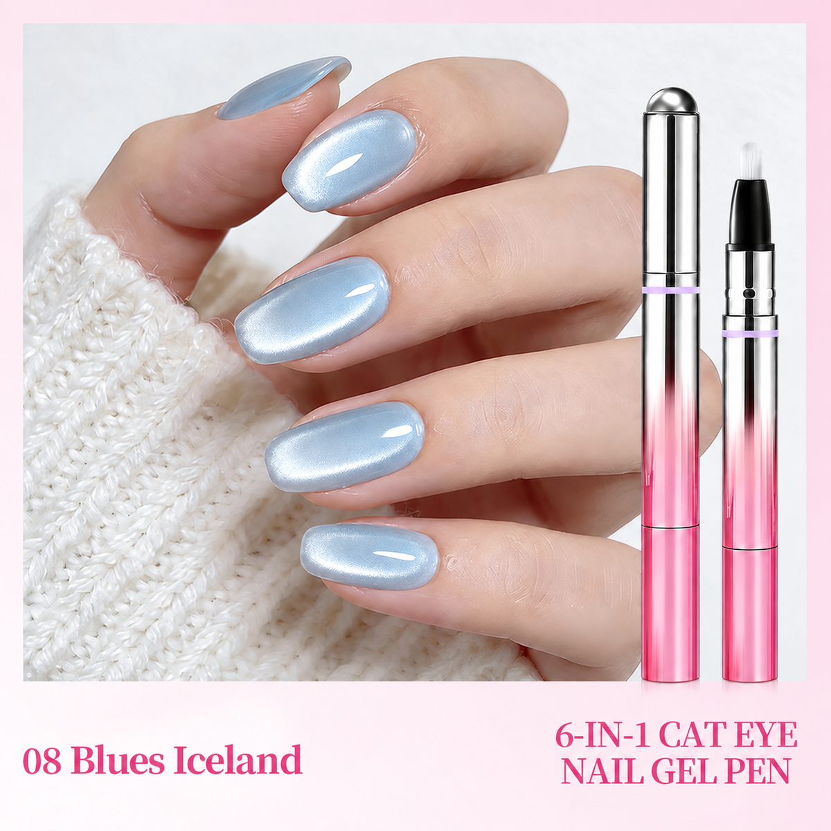 ✨6-in-1 Nail Care & Cat Eye Pen – All-in-One Base, Builder, Color & Top Coat with Magnetic Bead