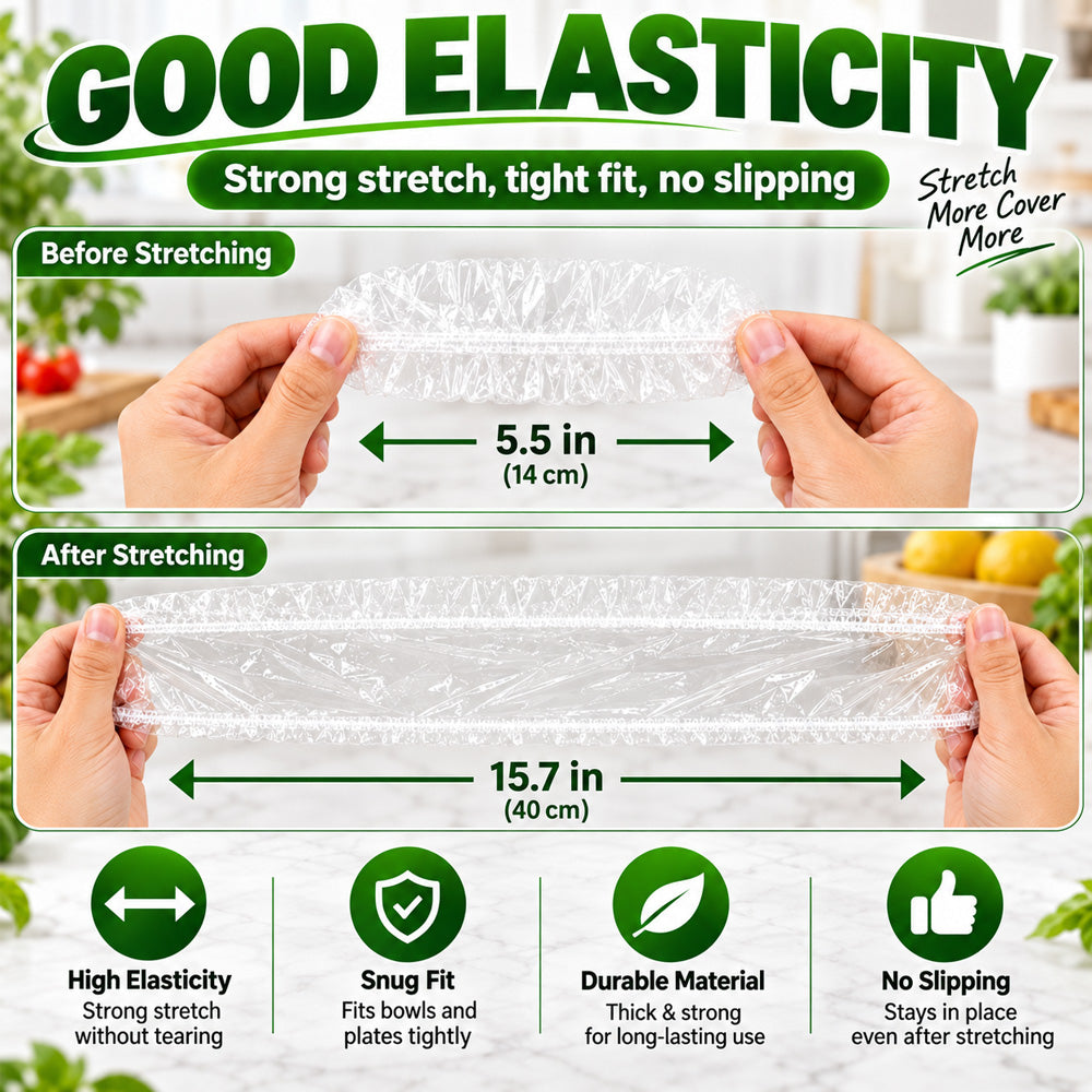 ❄️ 100PCS Disposable Stretch Food Covers🍽️Elastic Kitchen Bowl & Plate Lids, Plastic Wrap Alternative for Food Storage & Leftovers Preservation 🥗