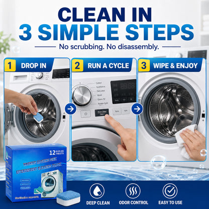 🫧 🦠Washing Machine Cleaner Tablets – Clean Without Disassembly, Help Prevent Itchy Skin | 6+6 FREE!