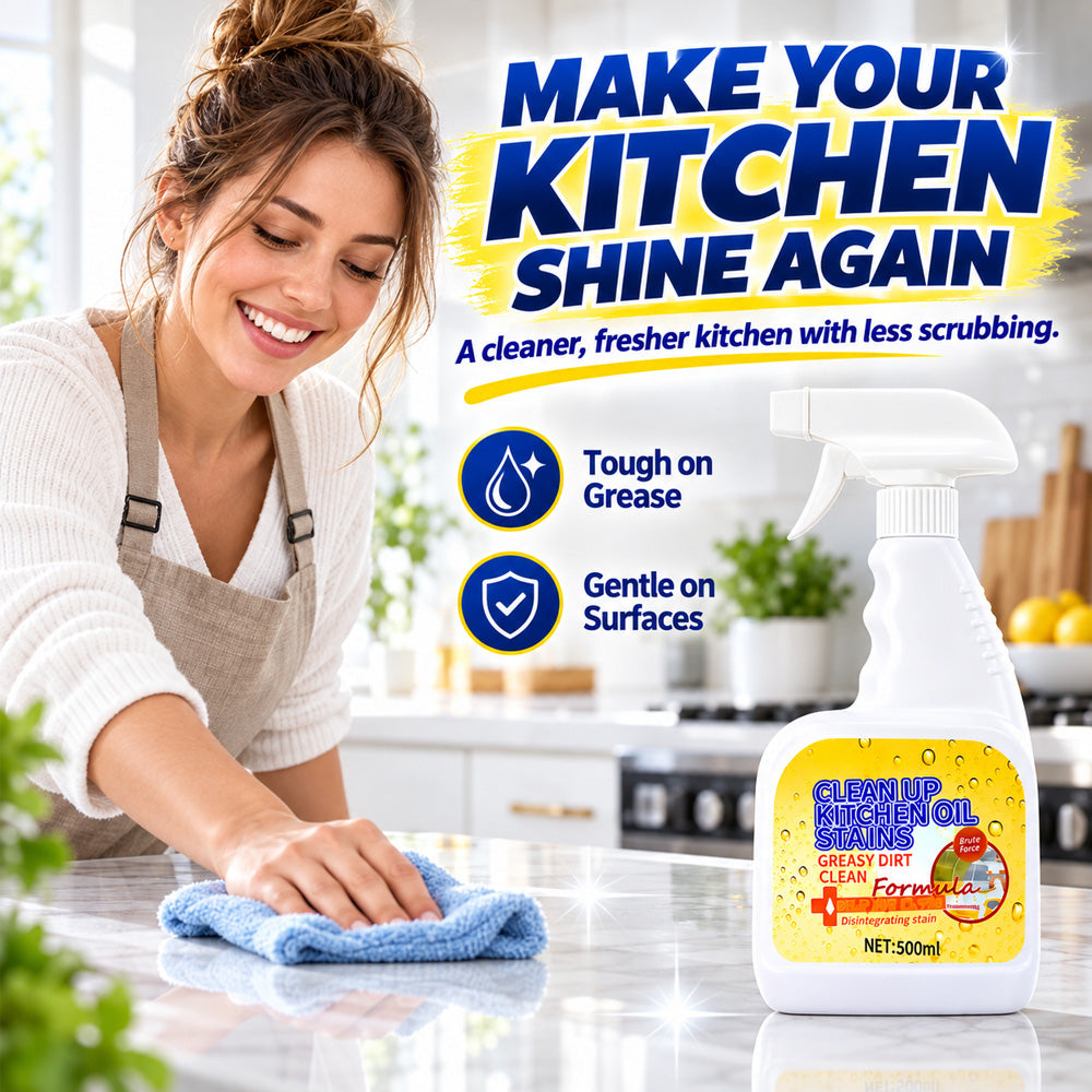 🔥 50% OFF!🫧Heavy Duty Kitchen Degreaser Spray Lasting Effect Heavy Oil Cleaner Stain Removal Liquid for Kitchen Cooktop、Microwave、Oven、Stove Cleaner