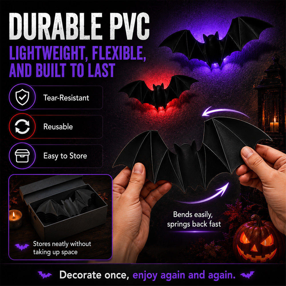 🎃 3D LED Bat Light Halloween Wall Decor🦇🦇 – Glowing Spooky Party Ornaments