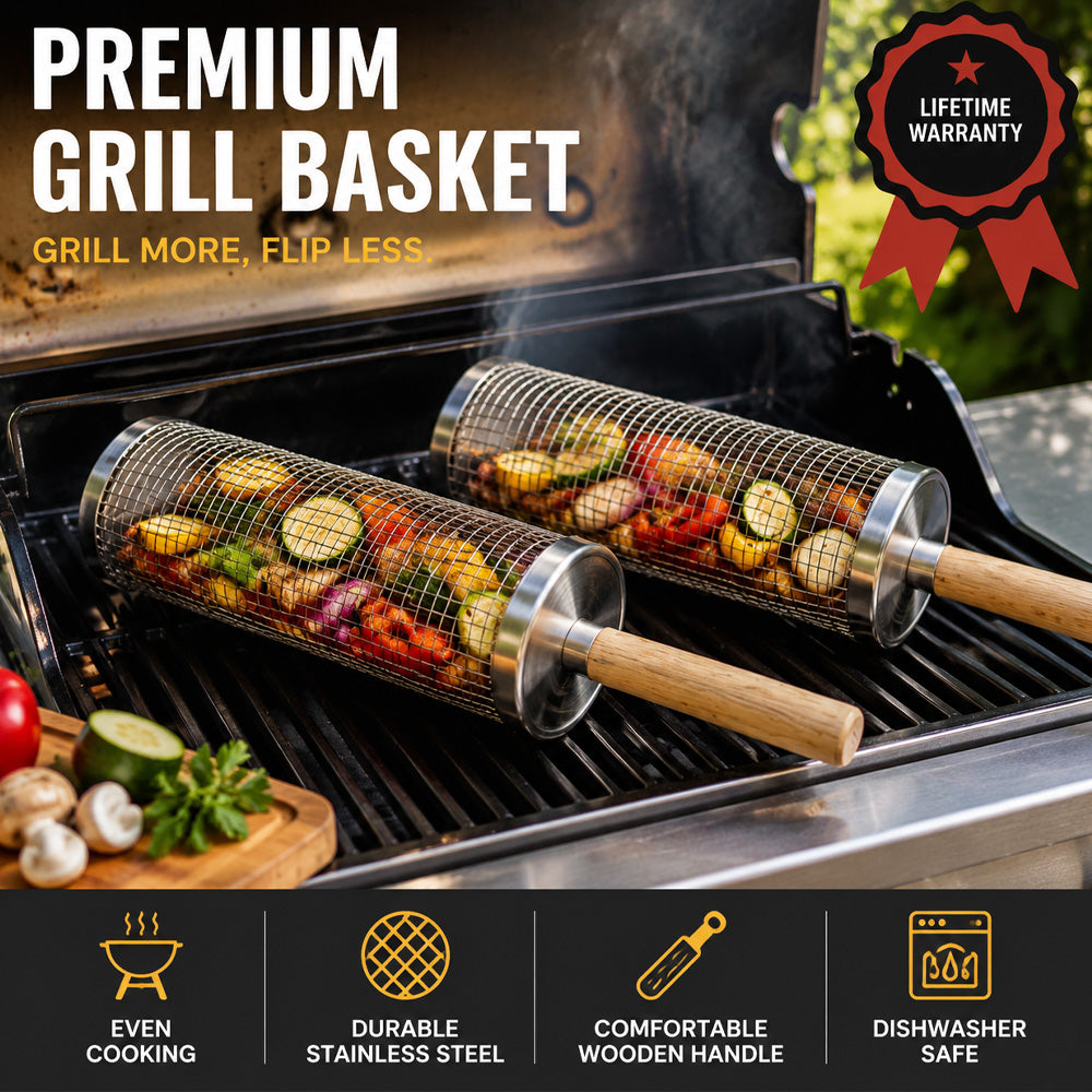 🔥Wheeled Grill Basket