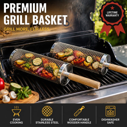 🔥Wheeled Grill Basket