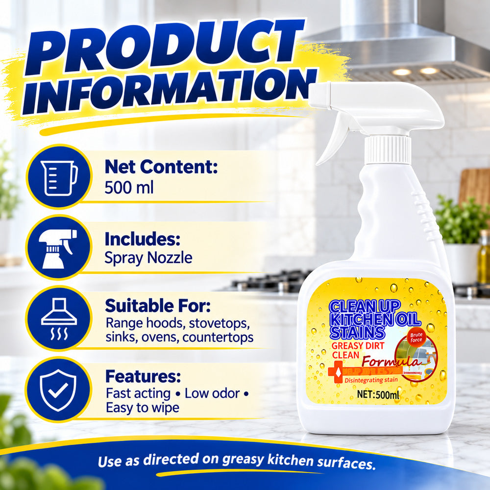 🔥 50% OFF!🫧Heavy Duty Kitchen Degreaser Spray Lasting Effect Heavy Oil Cleaner Stain Removal Liquid for Kitchen Cooktop、Microwave、Oven、Stove Cleaner