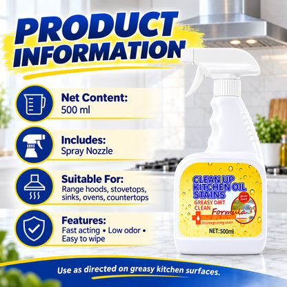 🔥 50% OFF!🫧Heavy Duty Kitchen Degreaser Spray Lasting Effect Heavy Oil Cleaner Stain Removal Liquid for Kitchen Cooktop、Microwave、Oven、Stove Cleaner