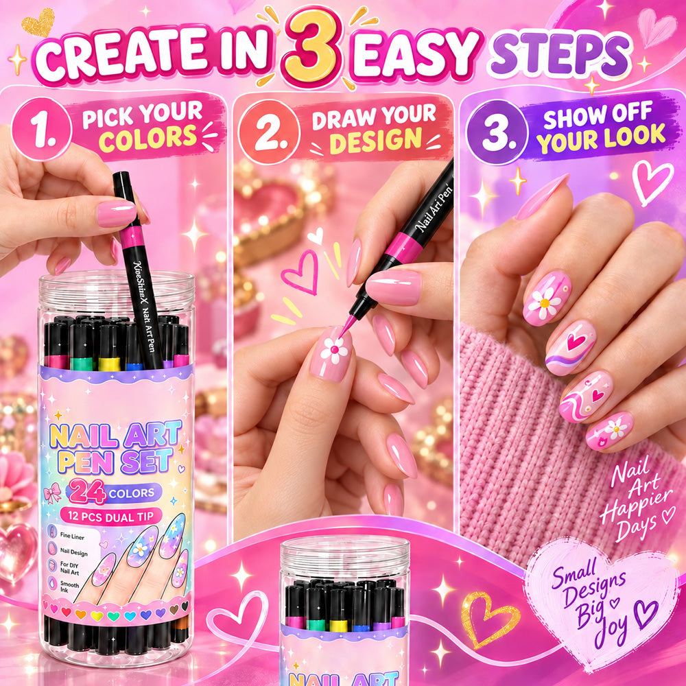💅24‑Colors Dual‑Ended Nail Art Pens‑DIY Manicure Drawing Set🎁