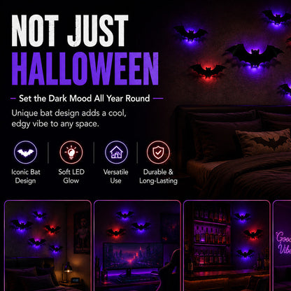 🎃 3D LED Bat Light Halloween Wall Decor🦇🦇 – Glowing Spooky Party Ornaments