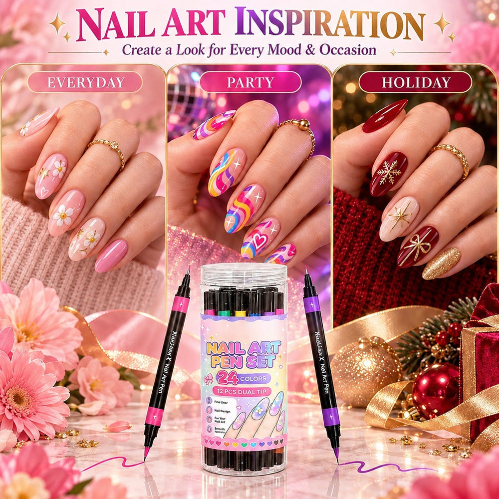 💅24‑Colors Dual‑Ended Nail Art Pens‑DIY Manicure Drawing Set🎁
