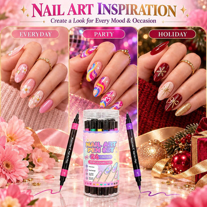 💅24‑Colors Dual‑Ended Nail Art Pens‑DIY Manicure Drawing Set🎁