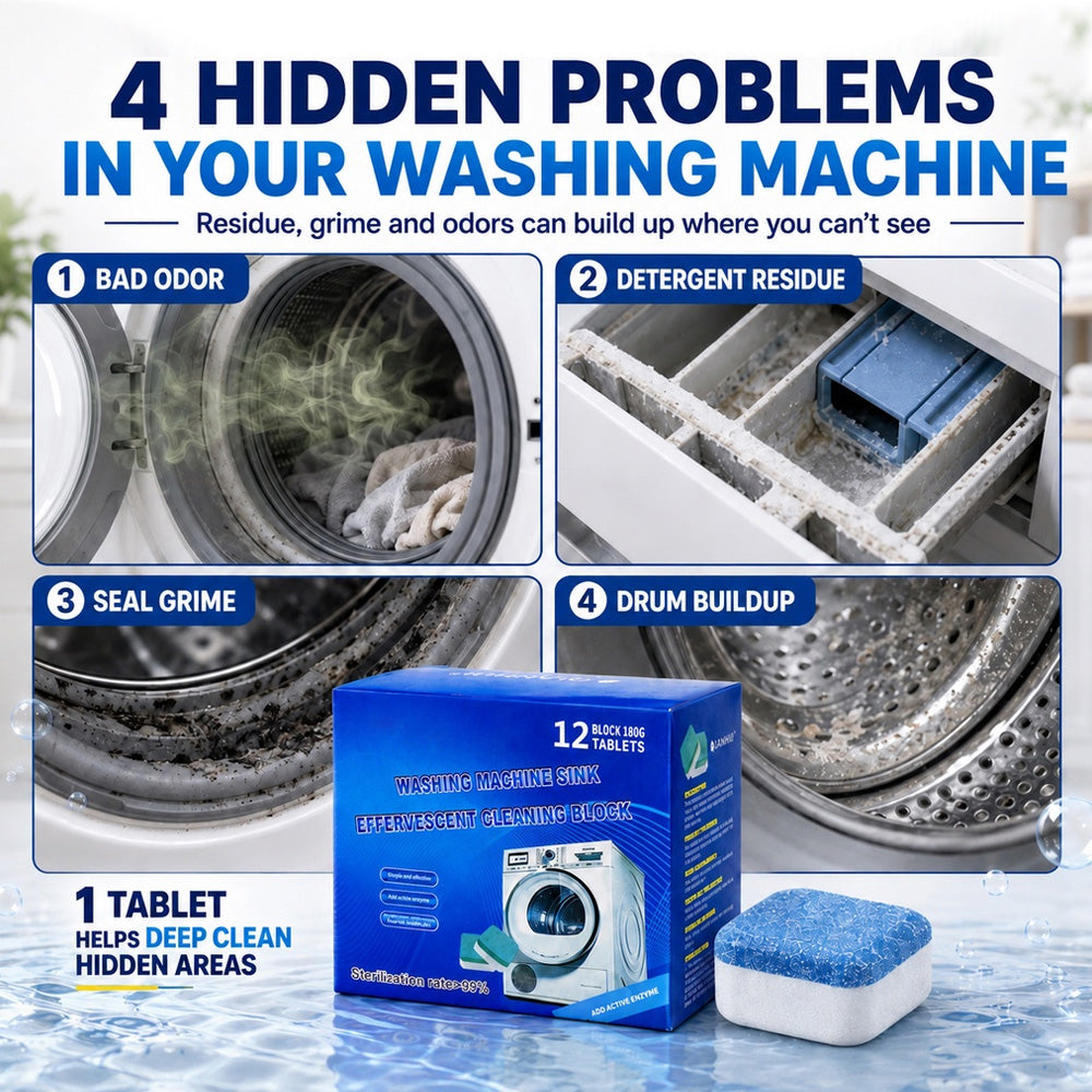 🫧 🦠Washing Machine Cleaner Tablets – Clean Without Disassembly, Help Prevent Itchy Skin | 6+6 FREE!