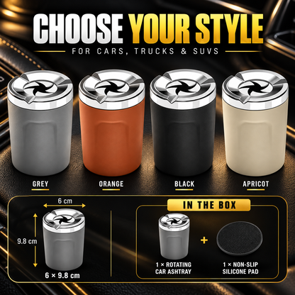 🚗 Rotating Car Ashtray with Ceramic Liner – Spill-Proof, Heat-Resistant & Easy to Clean