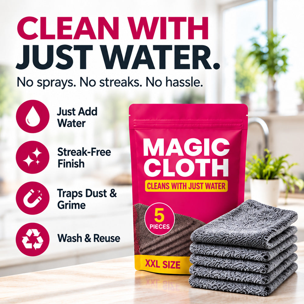 ✨lloravena Magic Cleaning Cloth (5-Pack) – No Cleaner, No Streaks, For Glass, Steel & Screens
