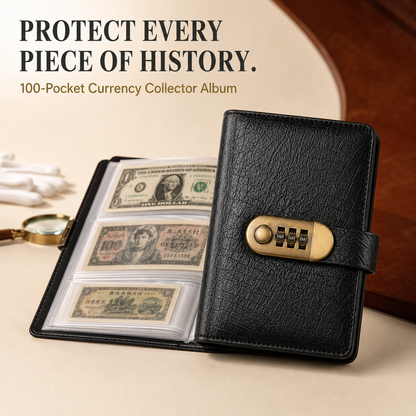 💵 100 Transparent Pocket Currency & Receipt Collectors Album