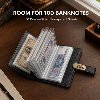 💵 100 Transparent Pocket Currency & Receipt Collectors Album