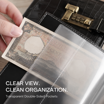 💵 100 Transparent Pocket Currency & Receipt Collectors Album