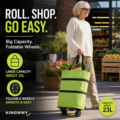 🛒Foldable 2-in-1 Rolling Shopping Bag  Foldable Shopping Cart