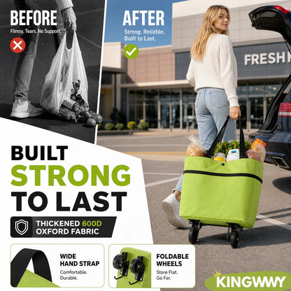 🛒Foldable 2-in-1 Rolling Shopping Bag  Foldable Shopping Cart