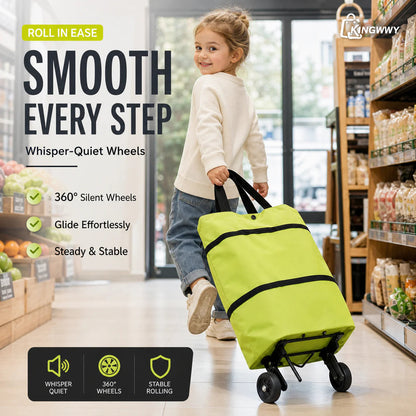 🛒Foldable 2-in-1 Rolling Shopping Bag  Foldable Shopping Cart