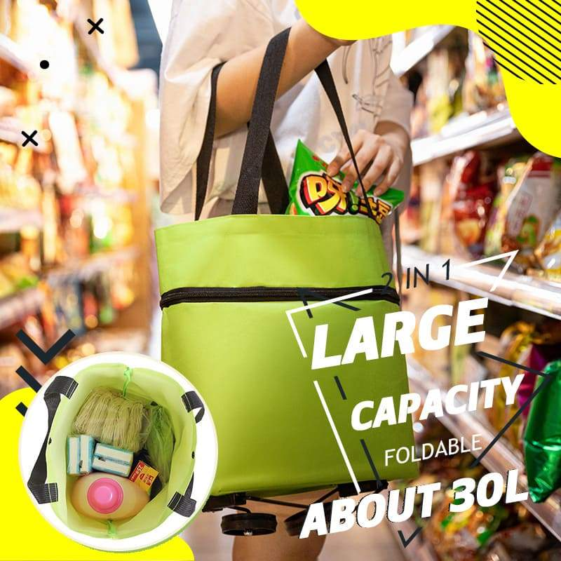 🛒Foldable 2-in-1 Rolling Shopping Bag  Foldable Shopping Cart